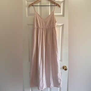 Quince Cotton Red Striped Midi Dress Size Small